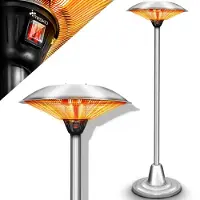 Tresko Infrarot Heizstrahler 2500W | Heizpilz Terrasse elektrisch mit 2 Heizstufen | Terrassenstrahler Innen & Außen | Standheizstrahler mit LED-Anzeige Quarzstrahler Infrarotstrahler