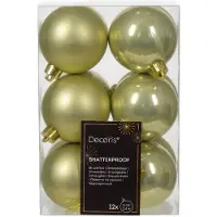 Décoris 12 Weihnachtskugeln 6cm Kunststoff Christbaumkugeln Weihnachtsbaum Pistaziengrün