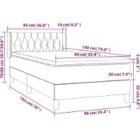vidaXL Boxspringbett mit Matratze Dunkelgrau 90x190 cm Stoff