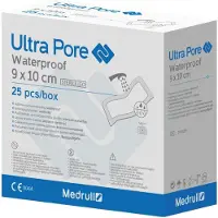 Medrull Ultra Pore Waterproof Wundverband / Dusch-Pflaster wasserfest, Steril 9x10cm, 50 St einzeln verpackt 25