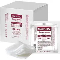 Medrull Mulltupfer - Steril Nicht klebende Wundauflagen Extra saugfähig -8-lagig 5x20 St