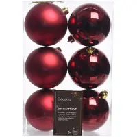 Kaemingk Weihnachtskugeln 8cm Kunststoff Christbaumkugeln bruchsicher bordeaux weinrot