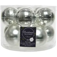 Décoris Weihnachtsbaumkugeln Glas Ø 6 cm 10 Stück silber matt/glänzend