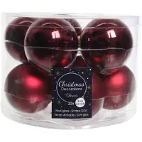 Décoris Weihnachtsbaumkugeln Glas 6 cm 10 Stueck Rot Glanz Matt