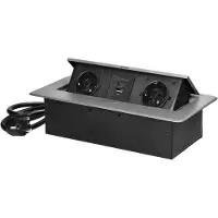 ORNO Pop-Up-Steckdosenleiste – 2 Steckdosen & Dual USB-A/C – 1,5 m Kabel – Silber