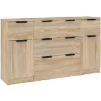 vidaXL 3-tlg. Sideboard-Set Sonoma-Eiche Holzwerkstoff