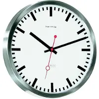 Hermle Bahnhofsuhr Funkwerk Edelstahl - Modell: 30471-000870