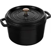 Staub Cocotte, 24 Cm Schwarz Rund Gusseisen Schwarz 300 Mmx280 Mmx160 Mm