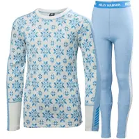 Helly Hansen Baselayer-Set Graphic Lifa Merino Kinder Bright Blue-Größe 164
