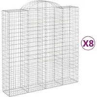 vidaXL Gabionen mit Hochbogen 8 Stk. 200x50x200/220cm Verzinktes Eisen
