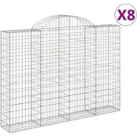 vidaXL Gabionen mit Hochbogen 8 Stk. 200x30x140/160cm Verzinktes Eisen