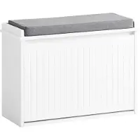 SoBuy Schuhbank mit 1 Schublade - Max. 150 kg - 60 x 26 x 46 cm - Weiß/ Grau