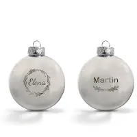 Yoursurprise Weihnachtskugel mit Namen - Silber (2 Stück)