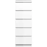 Ebuy24 Nada Kommode schmal 5 Schubladen weiss hochglanz.