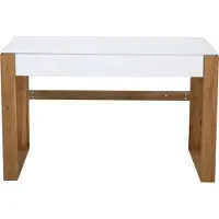 Möbilia Schreibtisch | 2 Schubladen | Platte MDF matt weiß | Gestell Eiche natur | B 120 x T 60 x H 75 cm | 28020024 | Serie SCHREIBTISCH