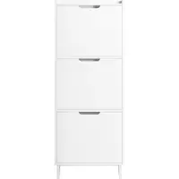 SoBuy FSR151-H-W Schuhschrank mit 3 Klappen, Schuhkommode, Schuhregal, Schuhbox, Flurschrank, Aufbewahrungsschrank für Schuhe