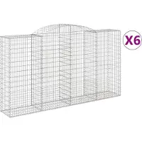 vidaXL Gabionen mit Hochbogen 6 Stk. 300x50x160/180cm Verzinktes Eisen
