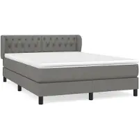 vidaXL Boxspringbett mit Matratze Dunkelgrau 140x190 cm Stoff