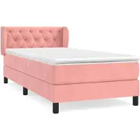 vidaXL Boxspringbett mit Matratze Rosa 80x200 cm Samt