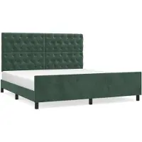 vidaXL Bettgestell ohne Matratze Dunkelgrün 160x200 cm Samt