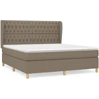 vidaXL Boxspringbett mit Matratze Taupe 180x200 cm Stoff