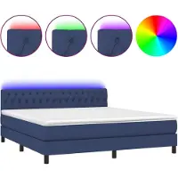 vidaXL Boxspringbett mit Matratze & LED Blau 160x200 cm Stoff