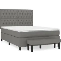 vidaXL Boxspringbett mit Matratze Dunkelgrau 140x190 cm Stoff