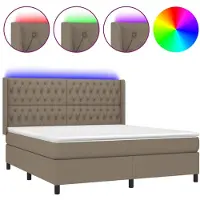 vidaXL Boxspringbett mit Matratze & LED Taupe 180x200 cm Stoff