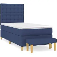 vidaXL Boxspringbett mit Matratze Blau 90x200 cm Stoff