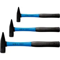 SW-Stahl 50430L Schlosserhammersatz mit Fiberglas-Stiel 3-teilig I Hammer mit Gummigriff I Werkzeugh