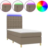 vidaXL Boxspringbett mit Matratze & LED Taupe 80x200 cm Stoff