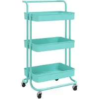 vidaXL Küchenwagen 3 Etagen Türkis 42x35x85 cm Eisen und ABS