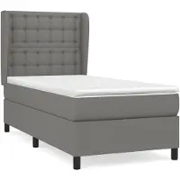 vidaXL Boxspringbett mit Matratze Dunkelgrau 90x200 cm Stoff