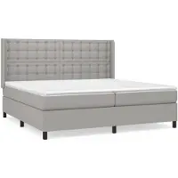 vidaXL Boxspringbett mit Matratze Hellgrau 200x200 cm Stoff