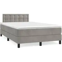 vidaXL Boxspringbett mit Matratze Hellgrau 120x200 cm Samt