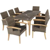 TecTake Rattan Tisch Foggia 196 x 87 x 76 cm