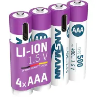 Ansmann Li-Ion Akkus Micro AAA, 1,5 V, Typ 500 (min. 400 mAh), 0,74 Wh, Type C Ladung, 4 Stück