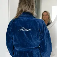 Yoursurprise Bademantel mit Namen - Damen - Blau (S/M)