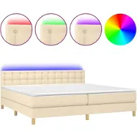vidaXL Boxspringbett mit Matratze & LED Creme 200x200 cm Stoff