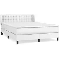 vidaXL Boxspringbett mit Matratze Weiß 140x190 cm Kunstleder