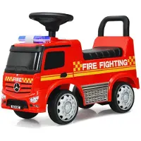 Costway Mercedes Benz Kinder-Feuerwehrauto mit Stauraum rot