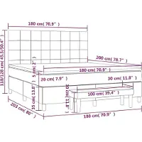 vidaXL Boxspringbett mit Matratze Dunkelgrau 180x200 cm Samt