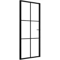 vidaXL Innentür ESG Glas und Aluminium 83x201,5 cm Schwarz