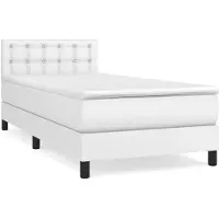 vidaXL Boxspringbett mit Matratze Weiß 90x190 cm Kunstleder