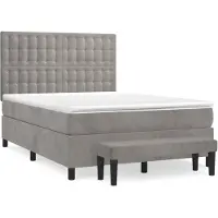 vidaXL Boxspringbett mit Matratze Hellgrau 140x190 cm Samt