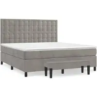 vidaXL Boxspringbett mit Matratze Hellgrau 160x200 cm Samt