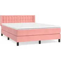 vidaXL Boxspringbett mit Matratze Rosa 140x200 cm Samt