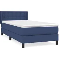 vidaXL Boxspringbett mit Matratze Blau 100x200 cm Stoff