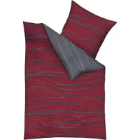Kaeppel Fein Biber Bettwäsche Motion Wellen Rubin 200x200 cm + 80x80 cm