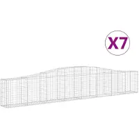 vidaXL Gabionen mit Hochbogen 7 Stk. 400x30x60/80 cm Verzinktes Eisen